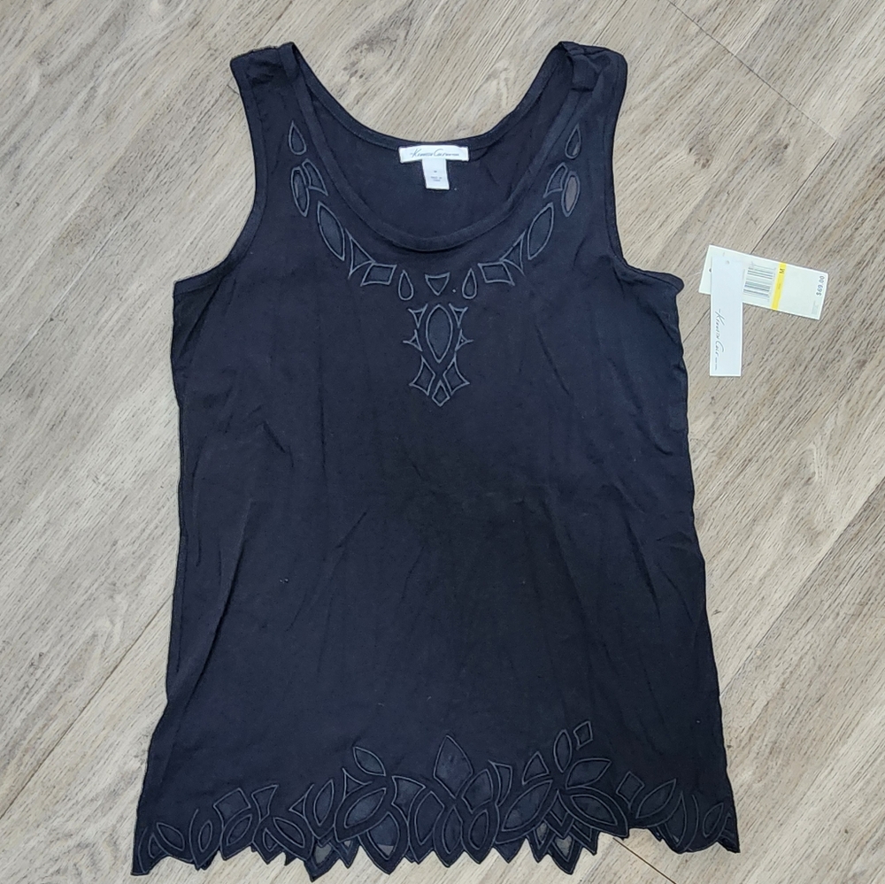 Kenneth Cole NWT Black Sleeveless Top with Cutout Design Size M
